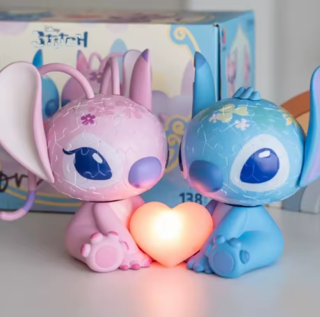 Stitch & Angel 3D Love Puzzle Glowing Heart Lamp