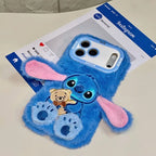 Stitch plush iPhone case showing cute 3D character-inspired design