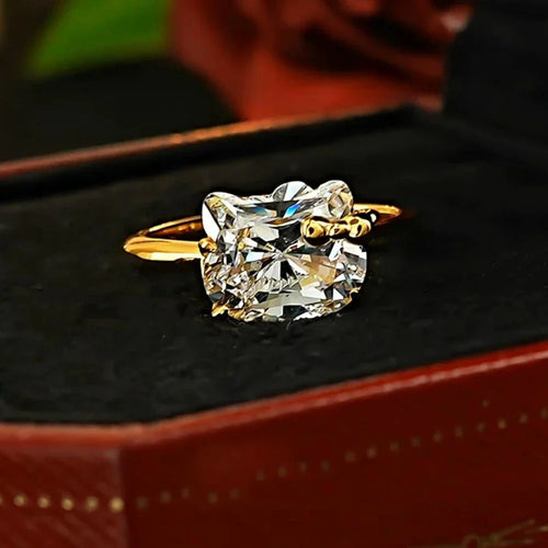 Hello Kitty Cat Ring – Gold Plated Silver Sapphire Kitty Ring