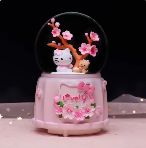 Kitty crystal ball music box pink star moon home decor product photo