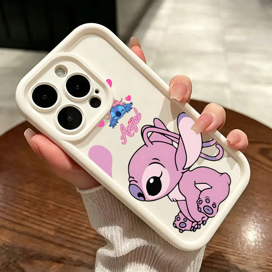 Stitch couple phone case with heart inspired cartoon styling