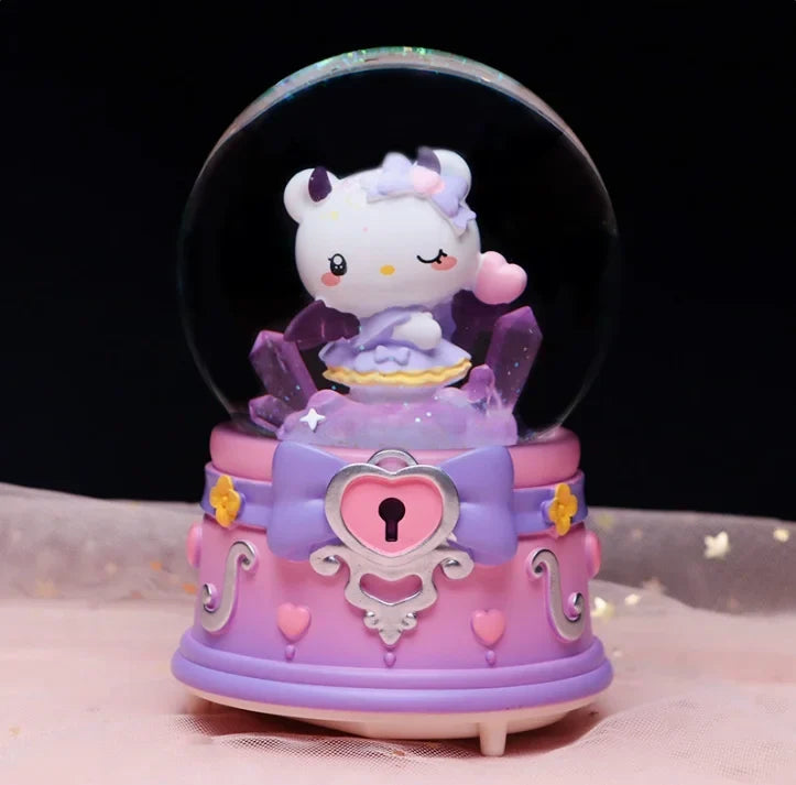 Kitty crystal ball music box pink star moon home decor product photo