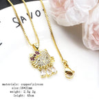 Hello Kitty Inspired Cat Necklace – Sparkly Zircon Kitty Pendant