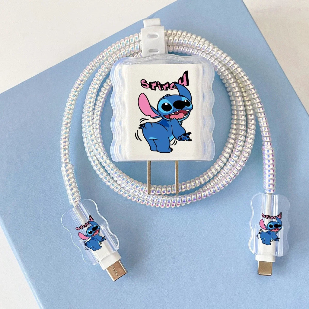 Stitch iPhone cable protector for everyday charging setup