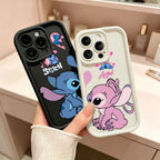 Stitch heart couple iPhone case with cute cartoon design