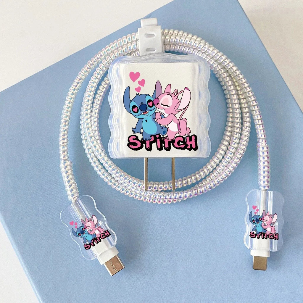 Cute Stitch charging cord protector and cable organizer