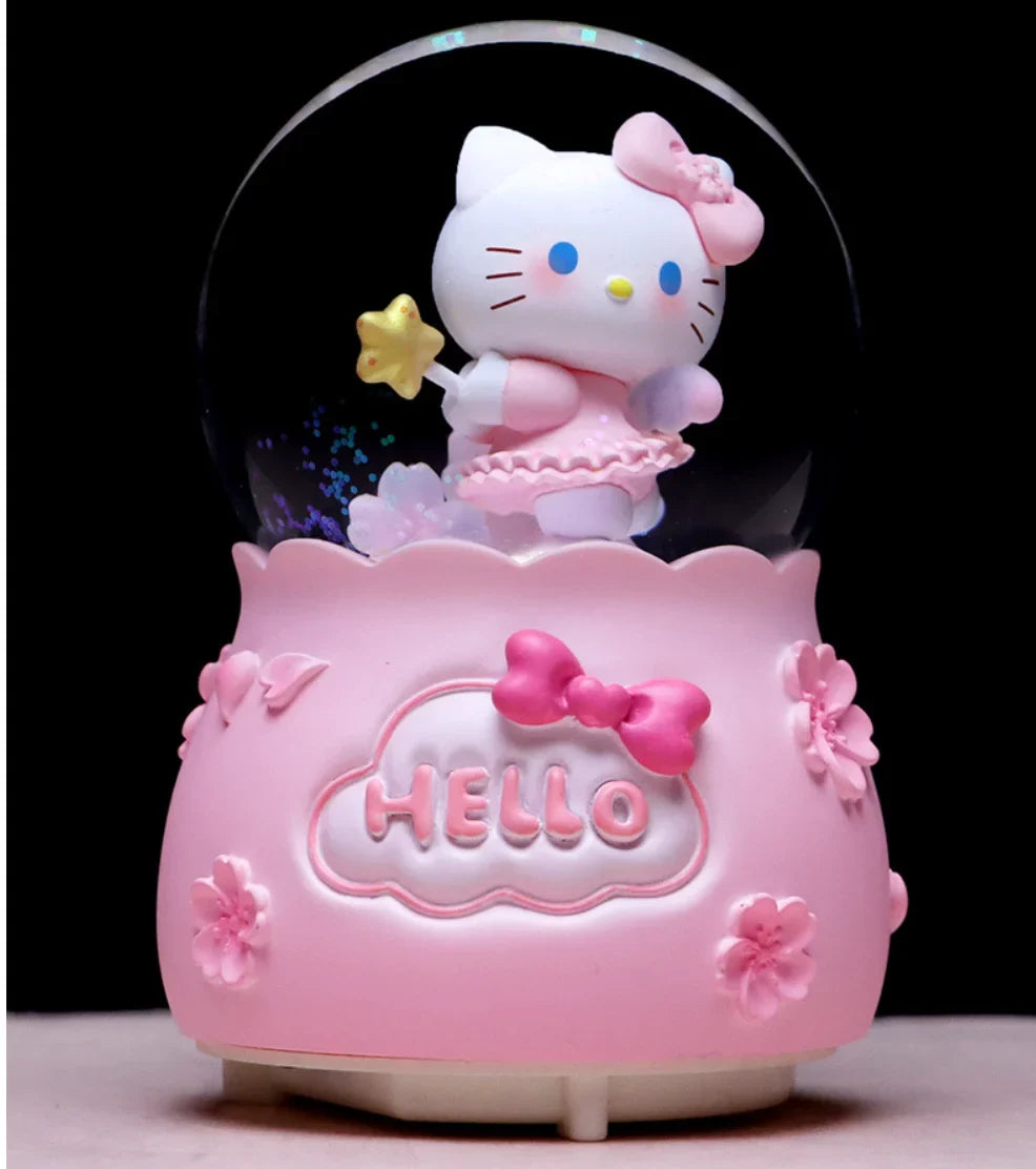 Kitty crystal ball music box pink star moon home decor product photo