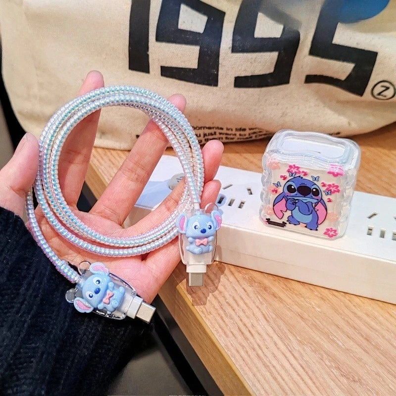 Stitch charger cord protector with cute character design