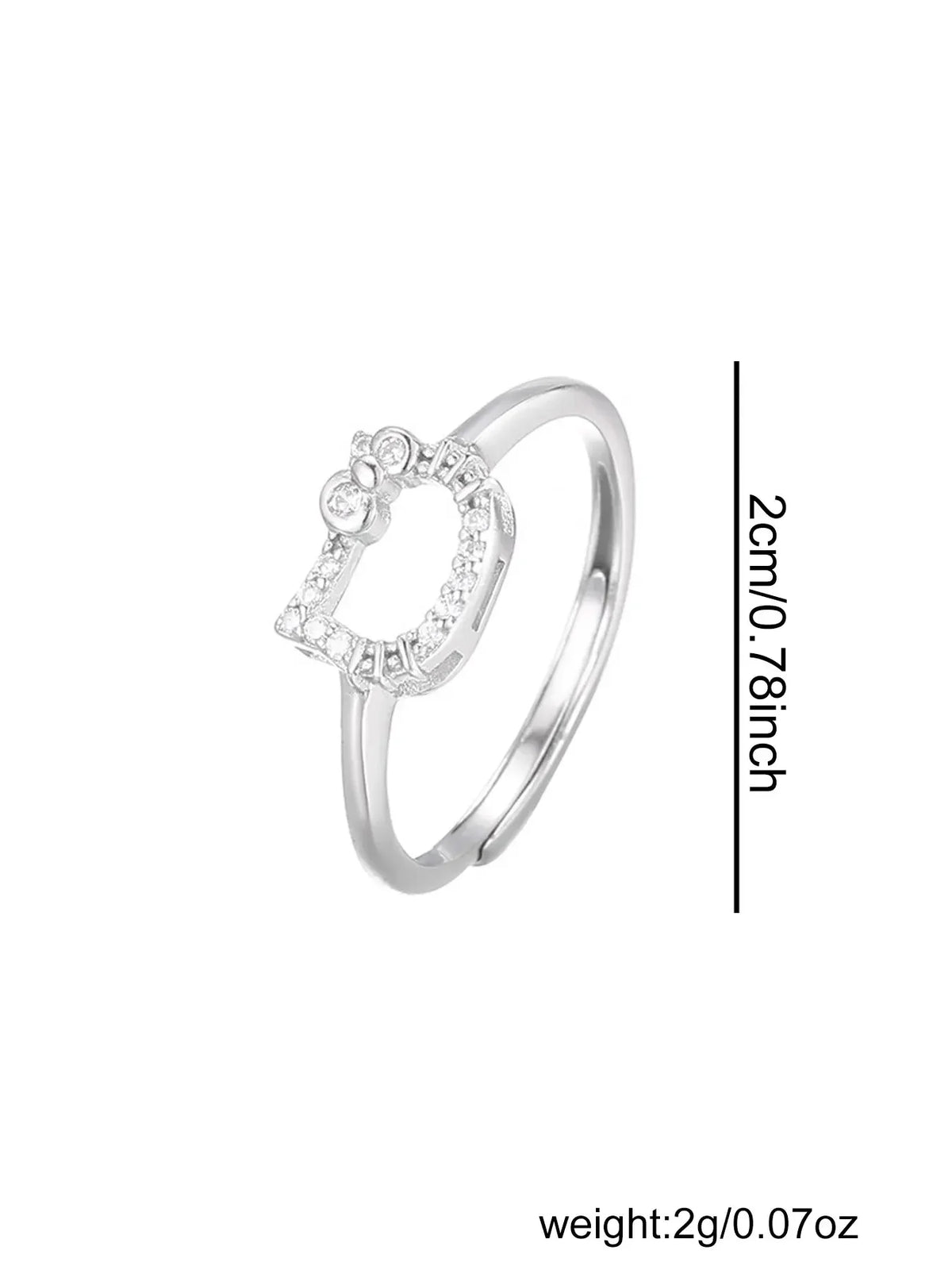 Hello Kitty cat face silver ring product photo