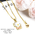 Hello Kitty Inspired Cat Necklace – Sparkly Zircon Kitty Pendant
