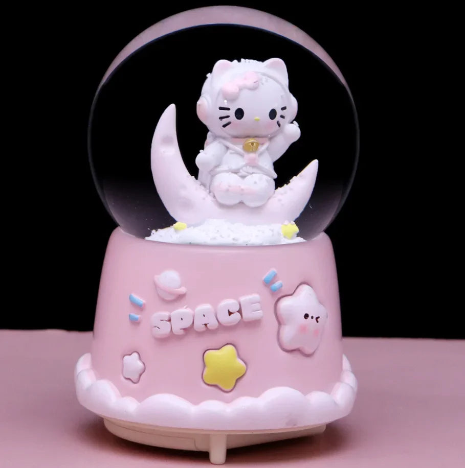 Kitty crystal ball music box pink star moon home decor product photo