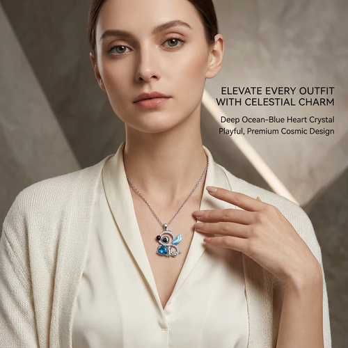 Crystal Heart Celestial Pendant Necklace