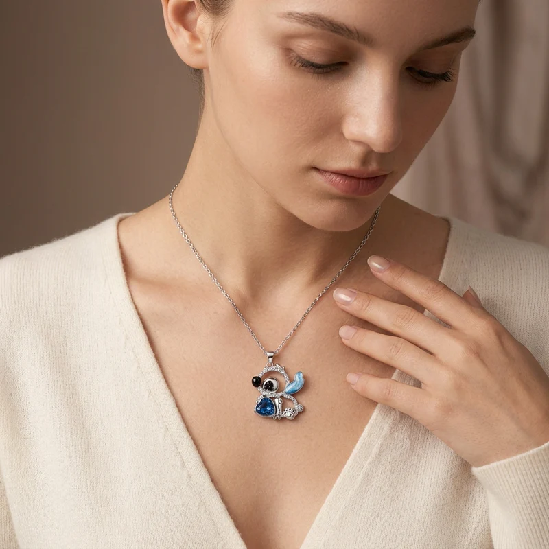 Crystal Heart Celestial Pendant Necklace